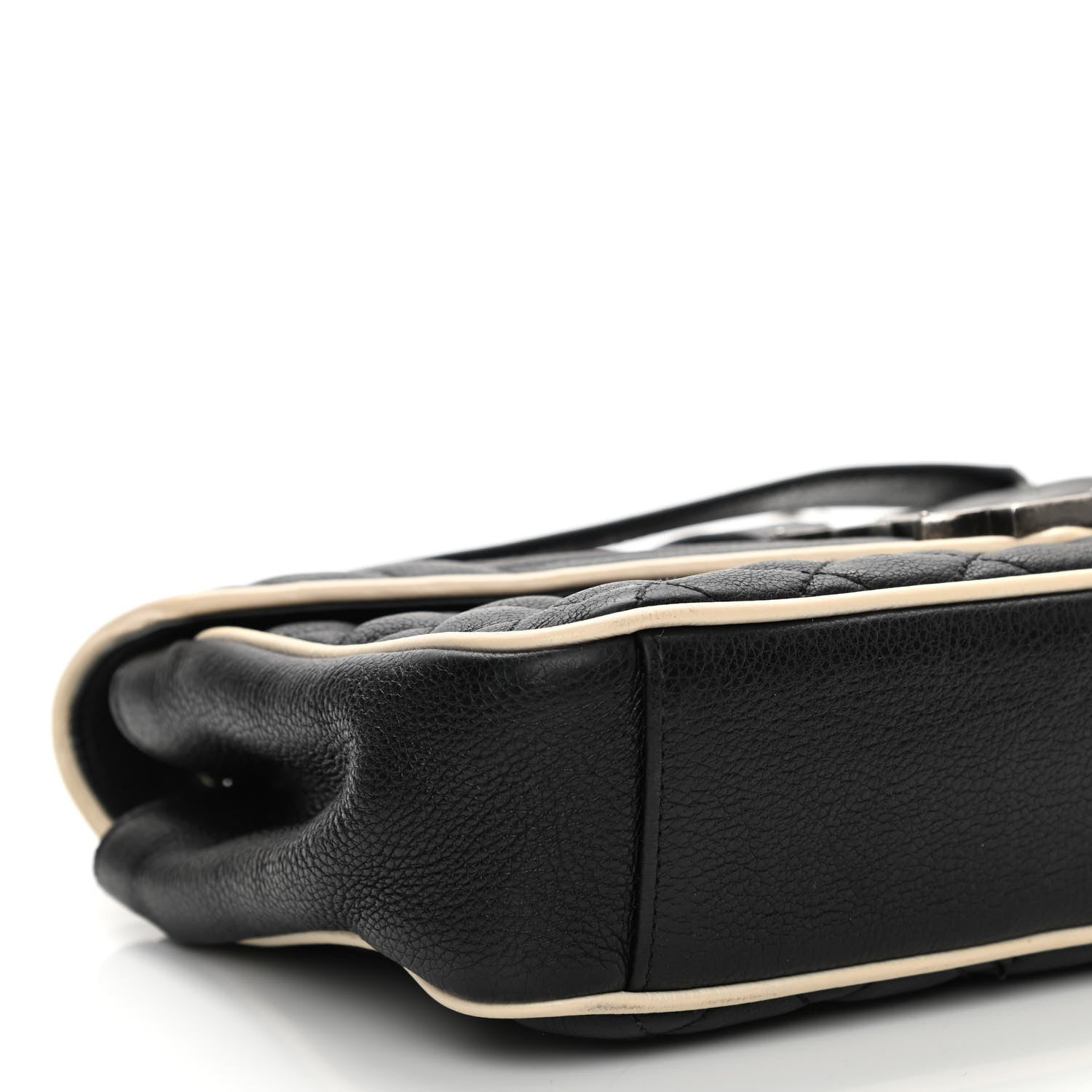 Saint Laurent Grained Calfskin Tri-Quilt Monogram Medium College Bag Black White 9 of 14
