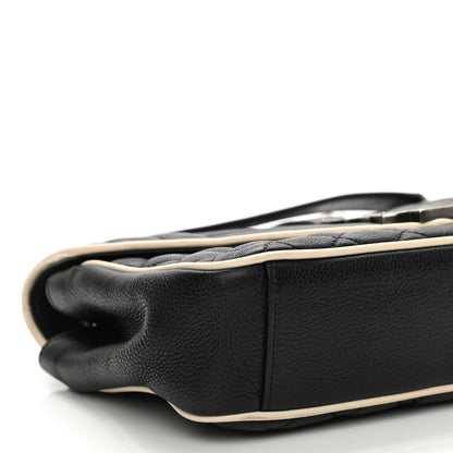 Saint Laurent Grained Calfskin Tri-Quilt Monogram Medium College Bag Black White 9 of 14