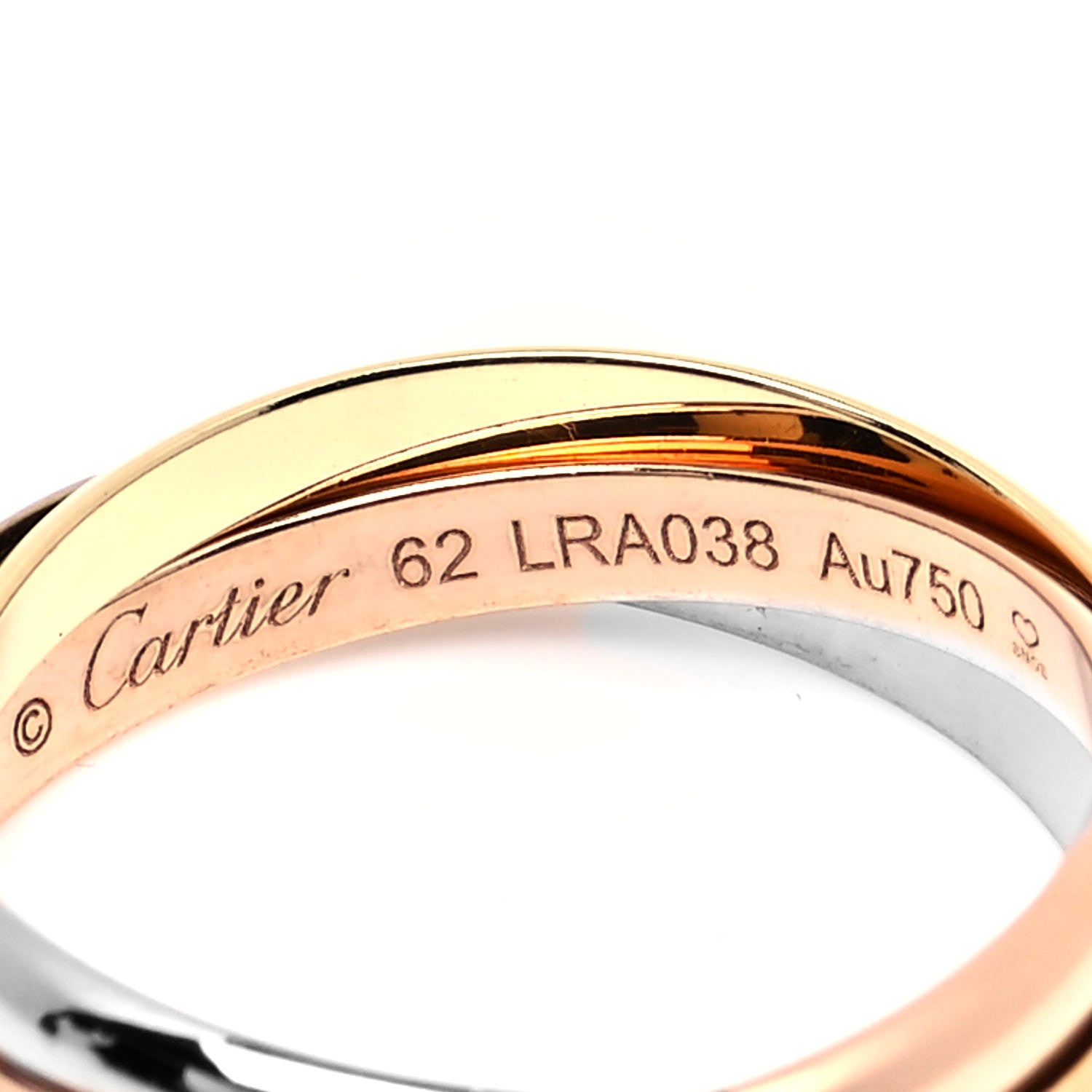 Cartier 18K Pink Yellow White Gold Small Trinity Ring 62 10 4 of 5