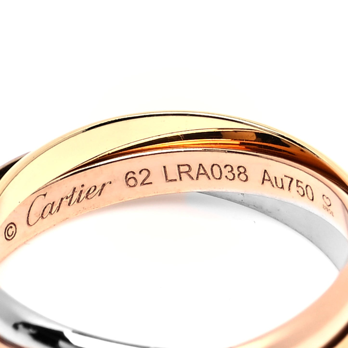 18K Pink Yellow White Gold Small Trinity Ring 62 10