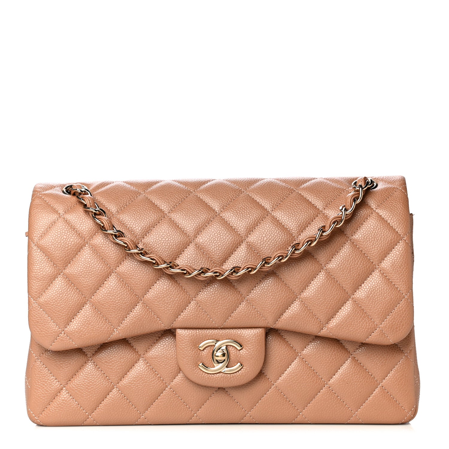 Chanel Caviar Quilted Jumbo Double Flap Beige 2 of 9