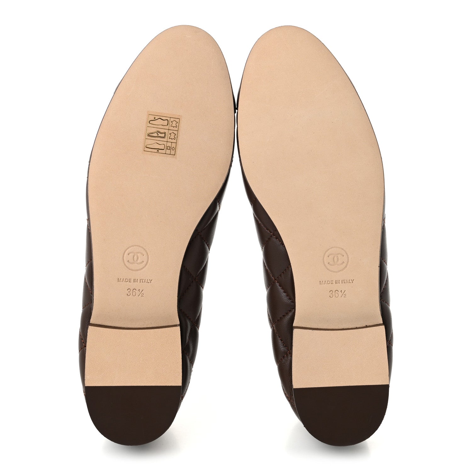 Chanel Lambskin Quilted CC Cap Toe Ballerina Flats 36.5 Chocolate 6 of 10
