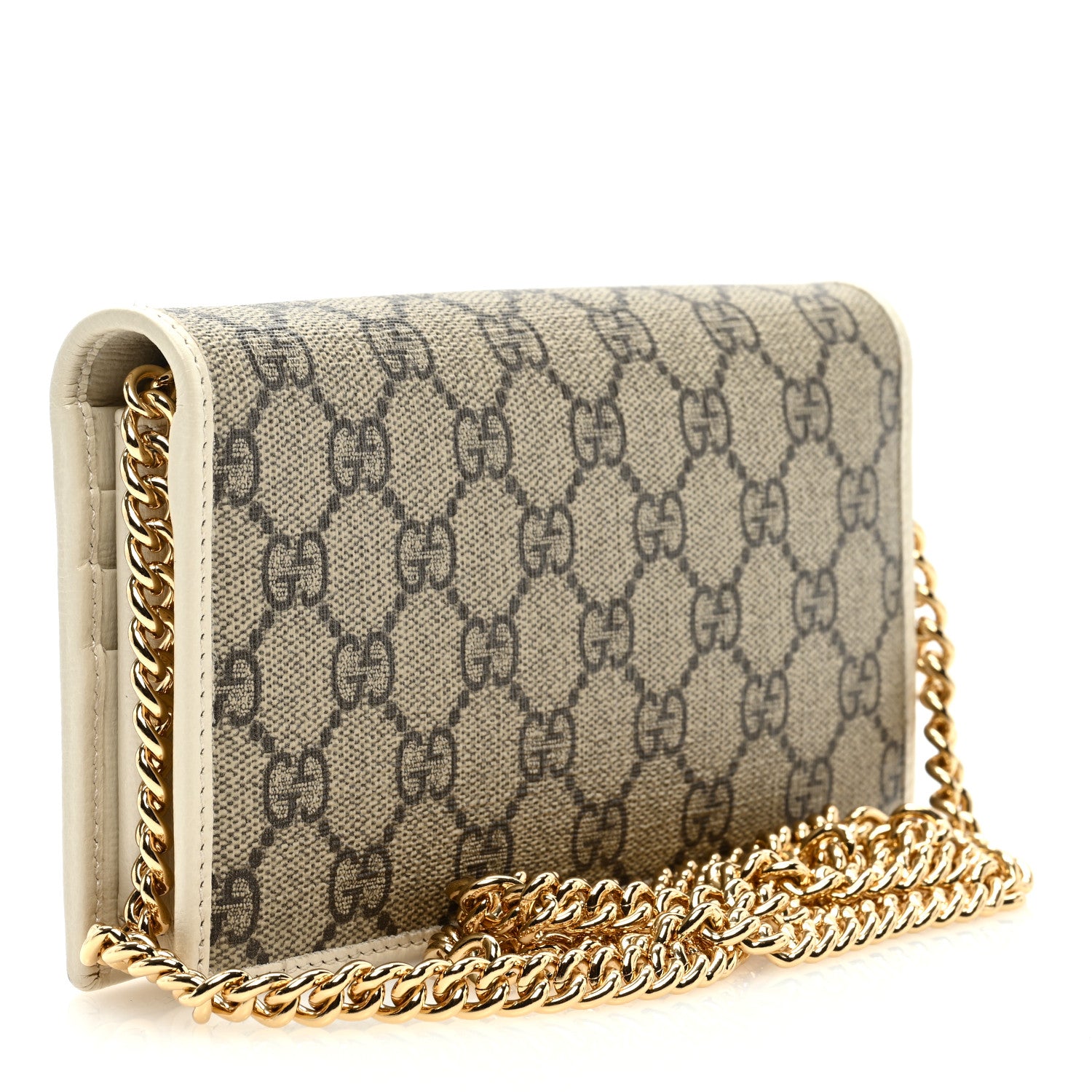 Gucci GG Supreme Monogram Azalea Calfskin Horsebit 1955 Wallet On Chain Beige Ebony Mystic White 2 of 7