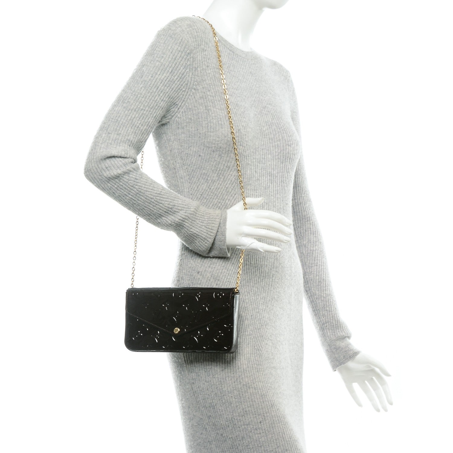 Louis Vuitton Vernis Pochette Felicie Chain Wallet Amarante 2 of 7