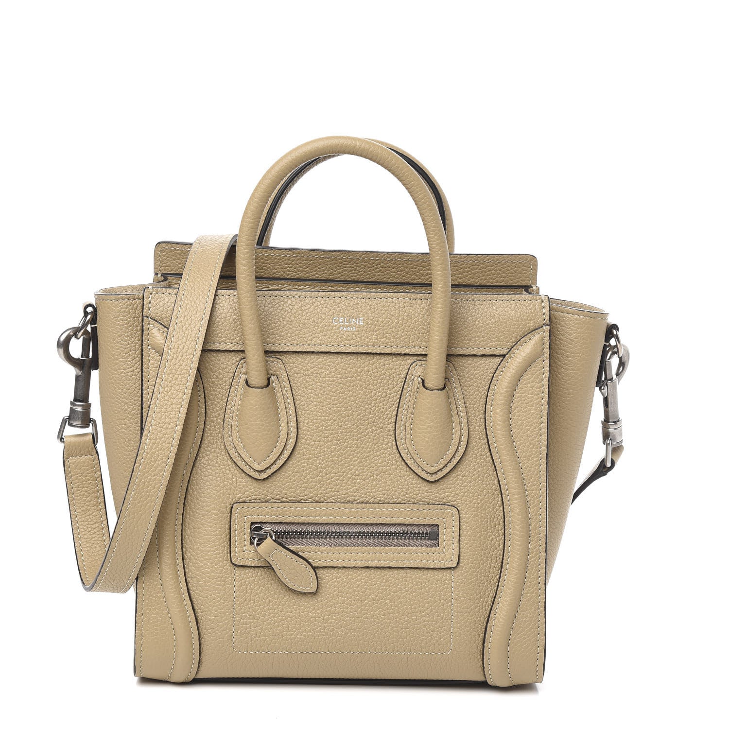 Celine Drummed Calfskin Nano Luggage Dune 1 of 11