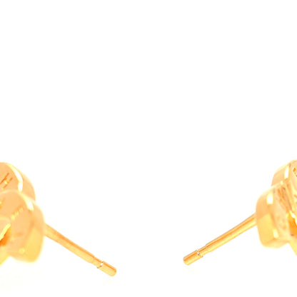 Chanel Metal CC Paris Button Stud Earrings Gold 3 of 4