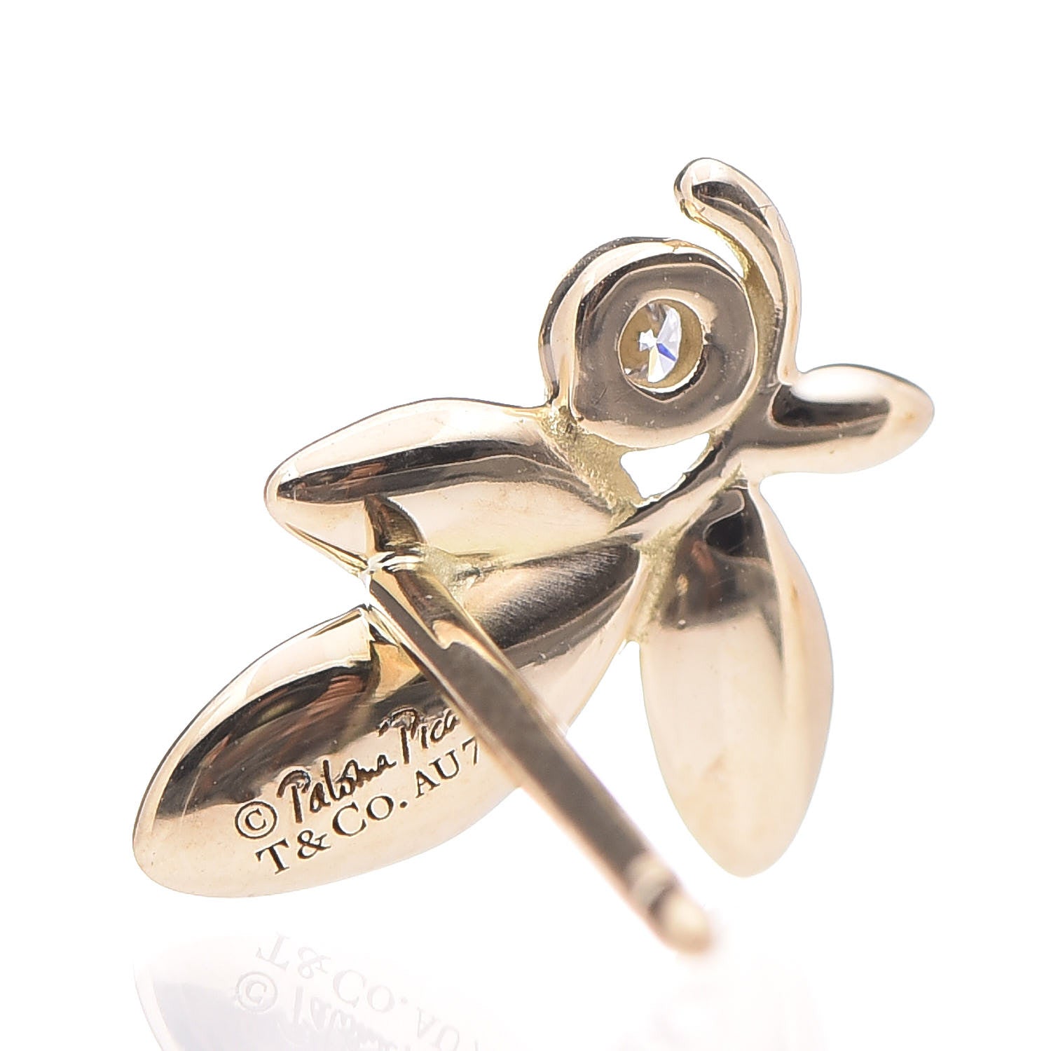 Tiffany 18K Yellow Gold Diamond Paloma Picasso Olive Leaf Earrings 5 of 5