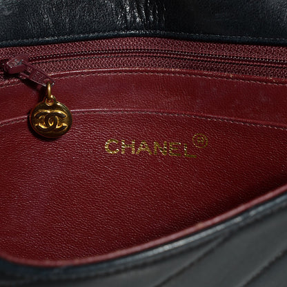 Chanel Lambskin Chevron Small Single Flap Navy Blue 6 of 8