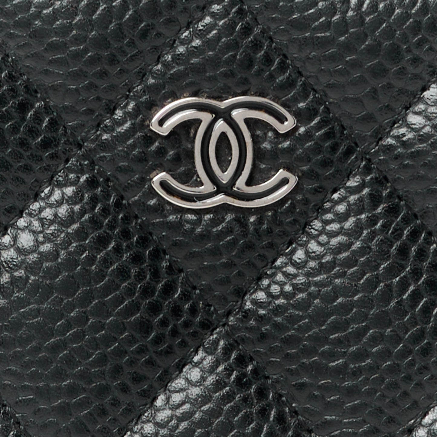 Caviar Quilted Zip Coin Purse Black