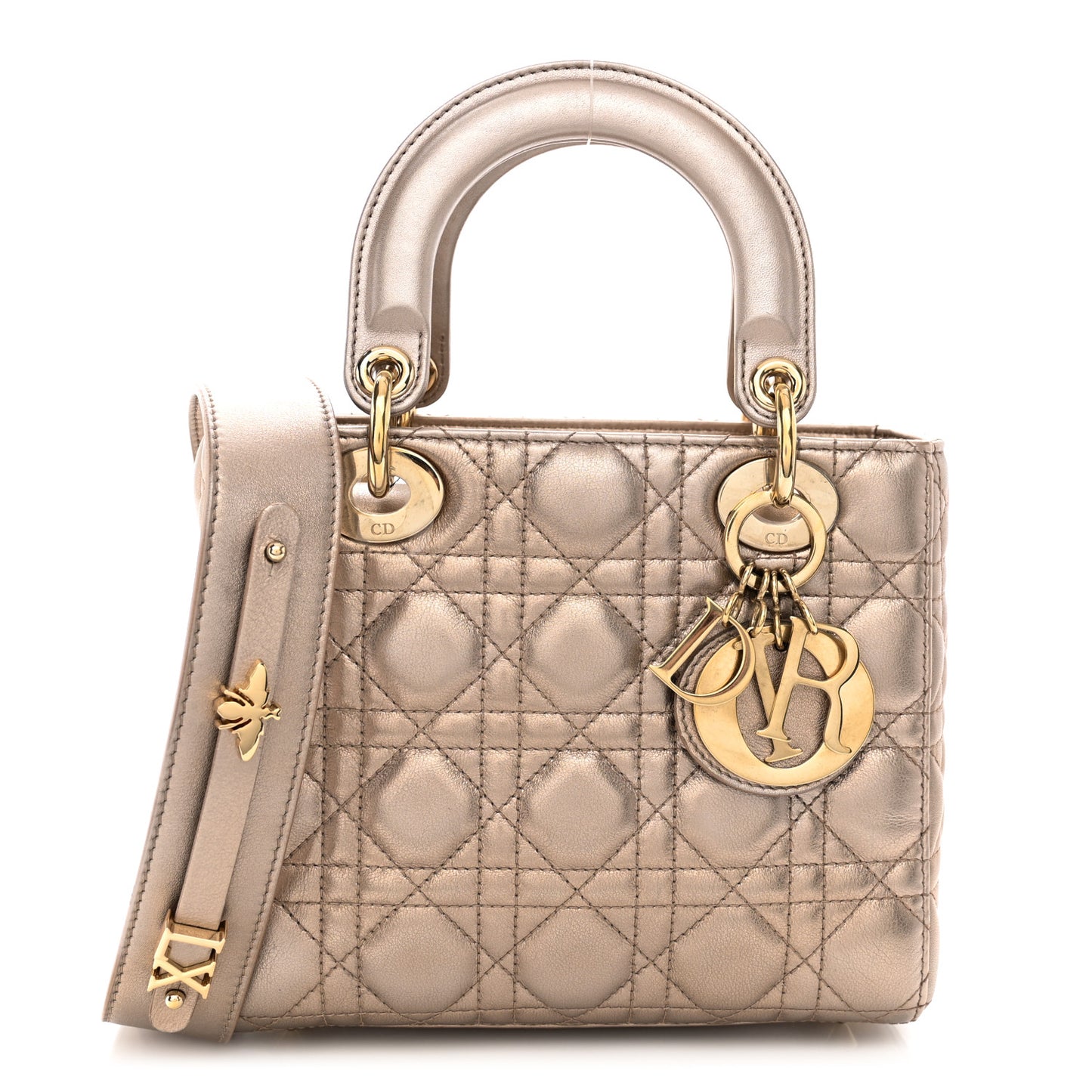Metallic Lambskin Cannage Small My ABCDior Lady Dior Gold
