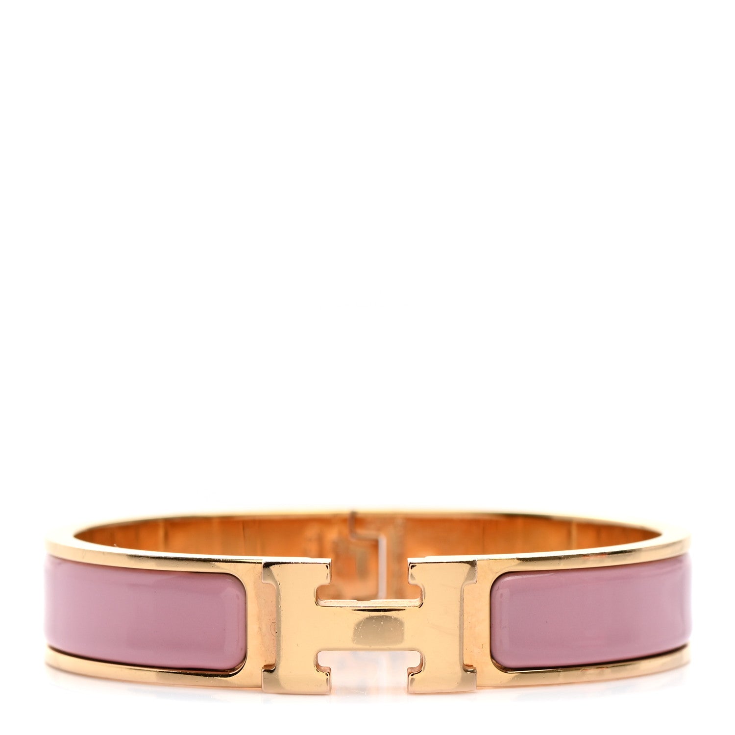 Hermes Enamel Narrow Clic Clac H Bracelet PM Rose Nacarat 1 of 5