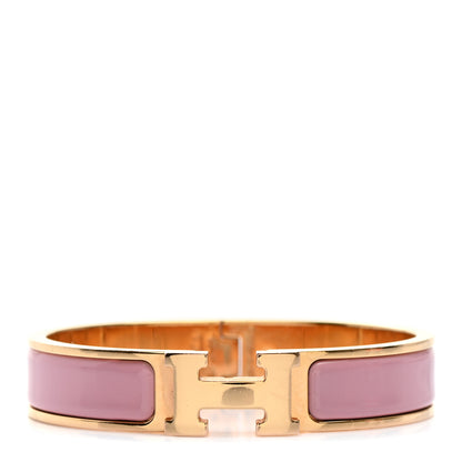 Hermes Enamel Narrow Clic Clac H Bracelet PM Rose Nacarat 1 of 5