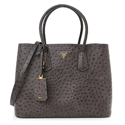 Prada Ostrich Double Bag Grey 1 of 16