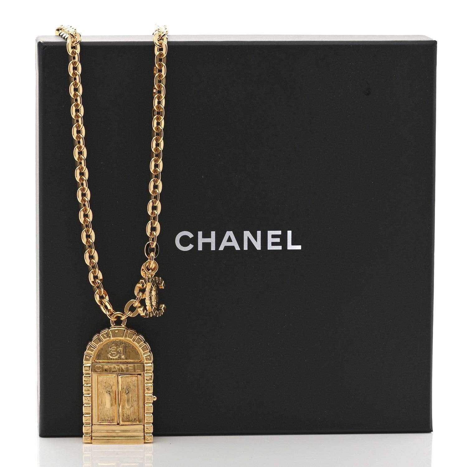 Chanel Metal 31 Rue Cambon Door Long Necklace Gold 9 of 9