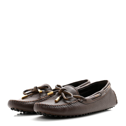 Louis Vuitton Calfskin Mens Arizona Car Shoe Moccasin Loafers 37.5 Brown 3 of 9