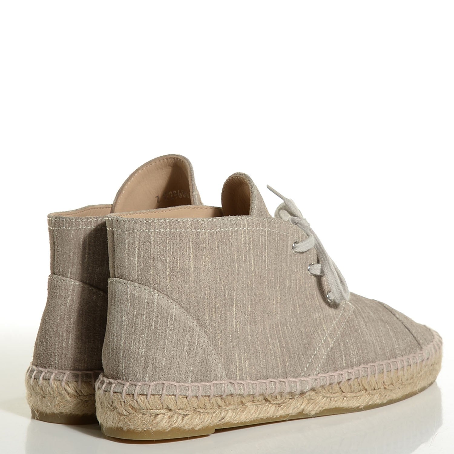 Chanel Striated Suede Espadrilles Sneakers 37 Light Grey 4 of 8