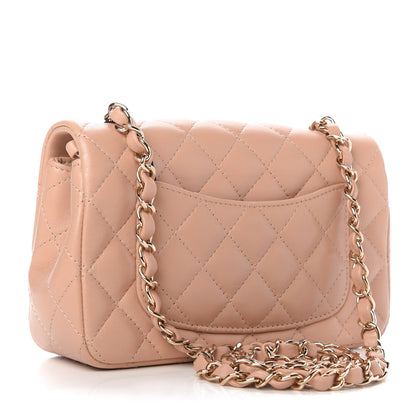 Chanel Lambskin Quilted Mini Rectangular Flap Beige 3 of 10