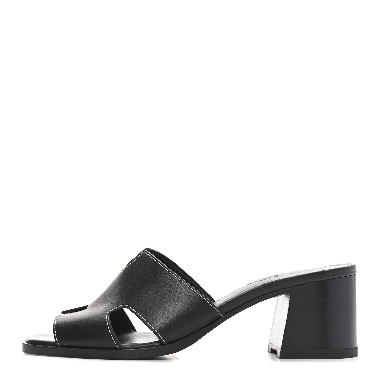 Hermes Calfskin Helia Sandals 37.5 Black 1 of 9