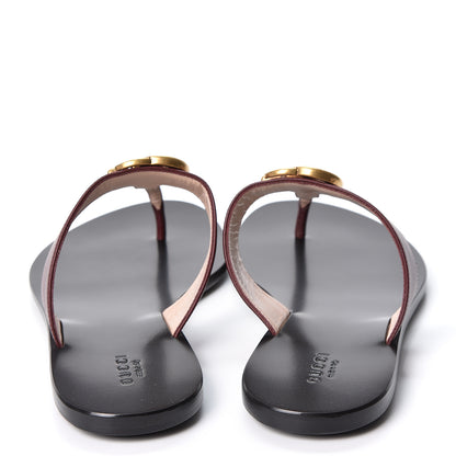 Gucci Calfskin GG Marmont Thong Sandals 38.5 Vintage Bordeaux 5 of 9