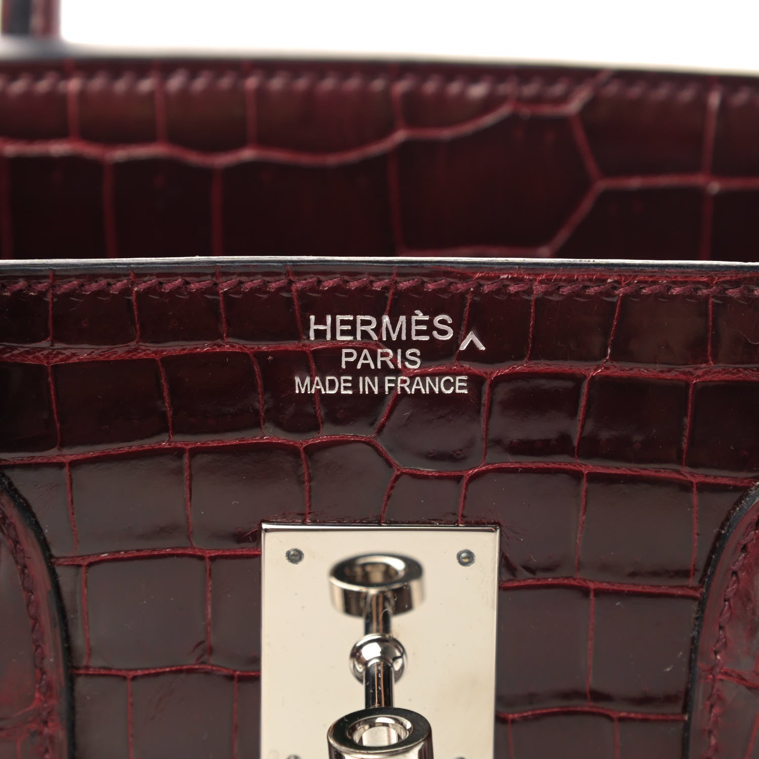 Hermes Shiny Porosus Crocodile Birkin 35 Rouge H 7 of 8