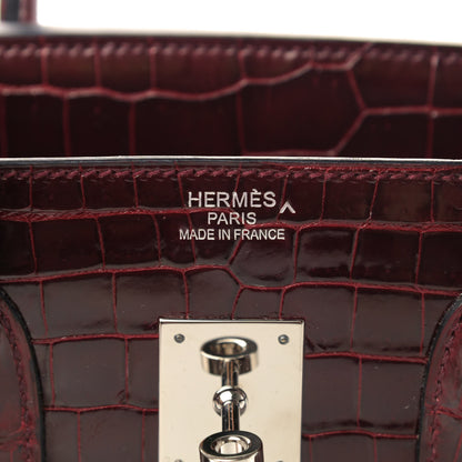 Hermes Shiny Porosus Crocodile Birkin 35 Rouge H 7 of 8