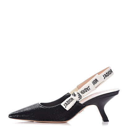 Christian Dior Shiny Velvet Ribbon J'Adior Slingback 65mm Pumps 35.5 Black 1 of 9