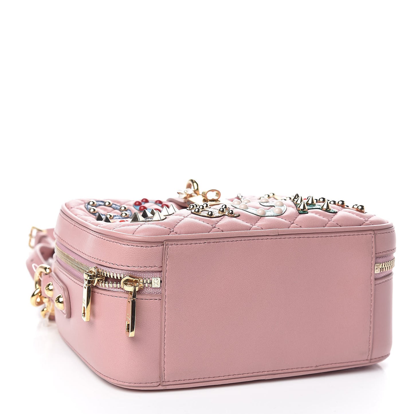 Lambskin Watersnake Embellished Lucia Shoulder Bag Rosa