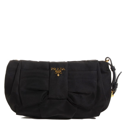 Prada Tessuto Nylon Bow Wristlet Nero Black 1 of 8