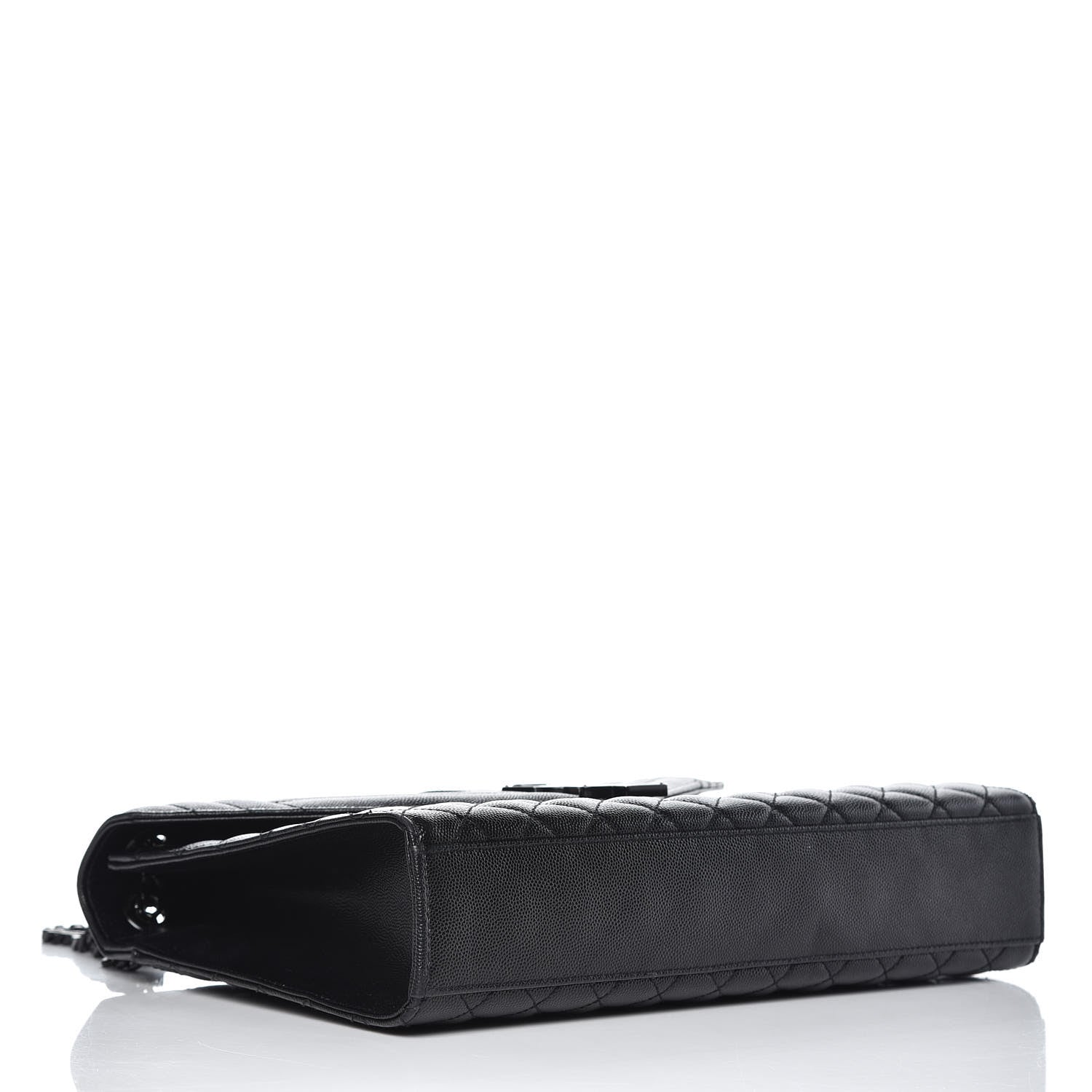 Saint Laurent Grain De Poudre Textured Mixed Matelasse Large Triquilt Monogram Monochrome Satchel Black 4 of 14