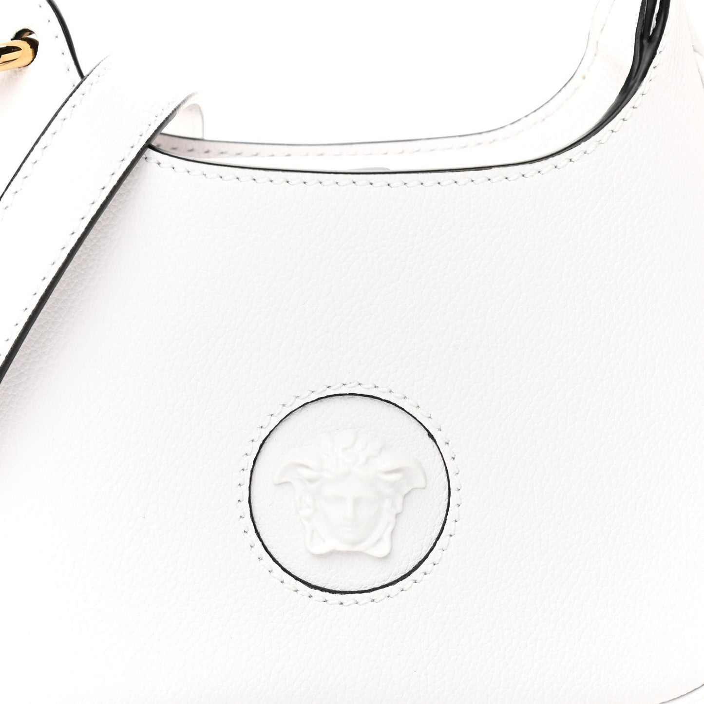 Calfskin La Medusa Small Hobo Crossbody Optical White