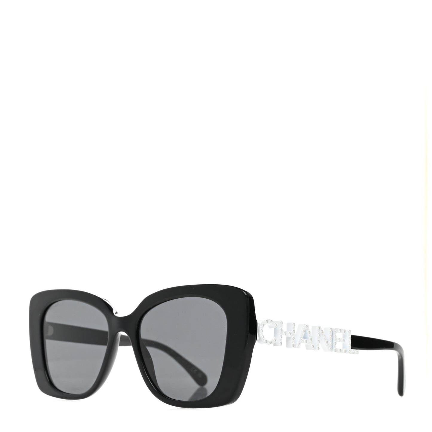 Acetate Strass Square Sunglasses 5422-B Black White