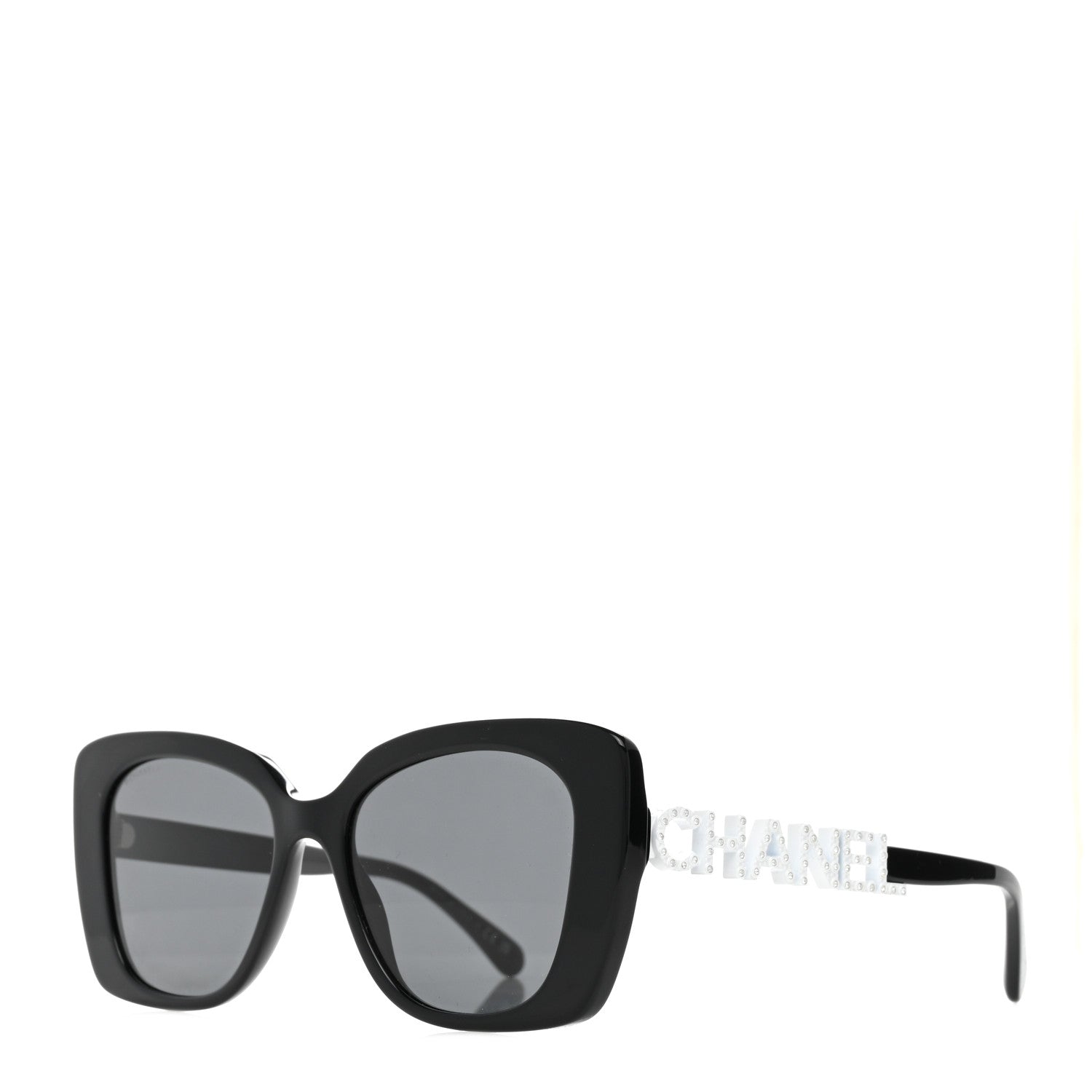 Chanel Acetate Strass Square Sunglasses 5422-B Black White 1 of 7