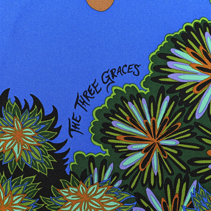 Hermes Silk The Three Graces Scarf 90 Bleu Vif Marron Vert 5 of 6