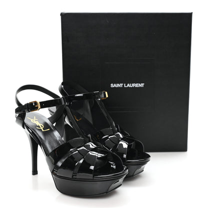 Saint Laurent Patent Tribute 75 Platform Sandals 37.5 Black 10 of 10