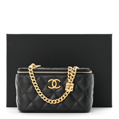 Chanel Lambskin Quilted Small Pillow Crush Vanity Case With Chain Black 11 of 11