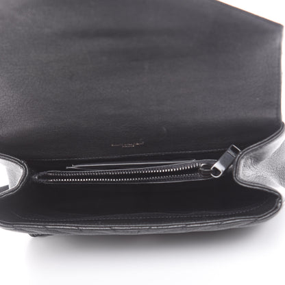 Saint Laurent Sheepskin Matelasse Chevron Monogram Monochrome Medium College Bag Black 5 of 14