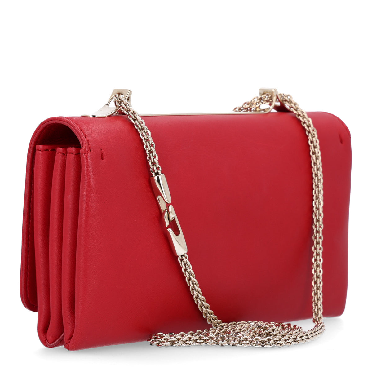 Nappa Crystal Encrusted Va Va Voom Shoulder Bag Red