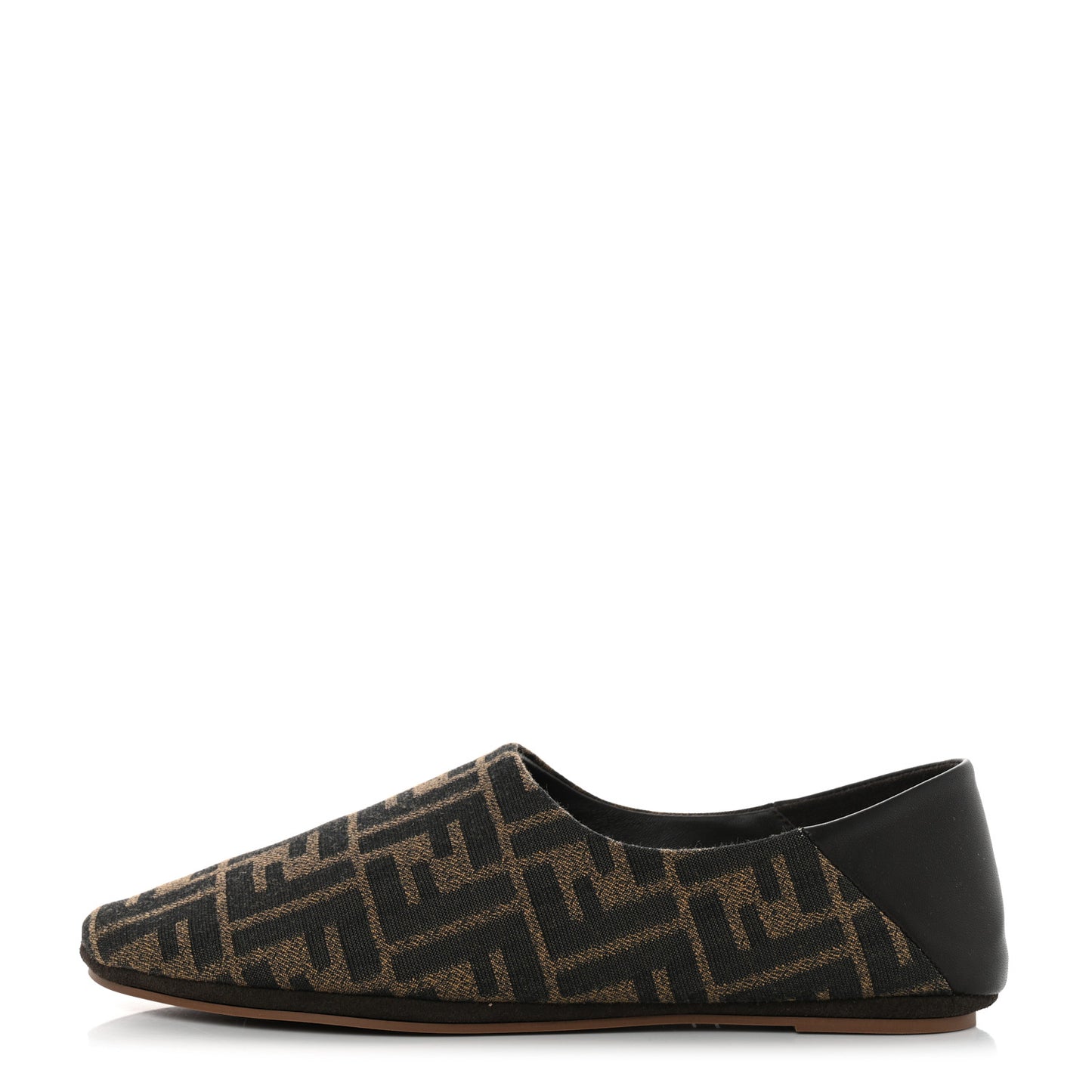 Fabric Jacquard Nappa FF Slippers 39 Tobacco Moro Black