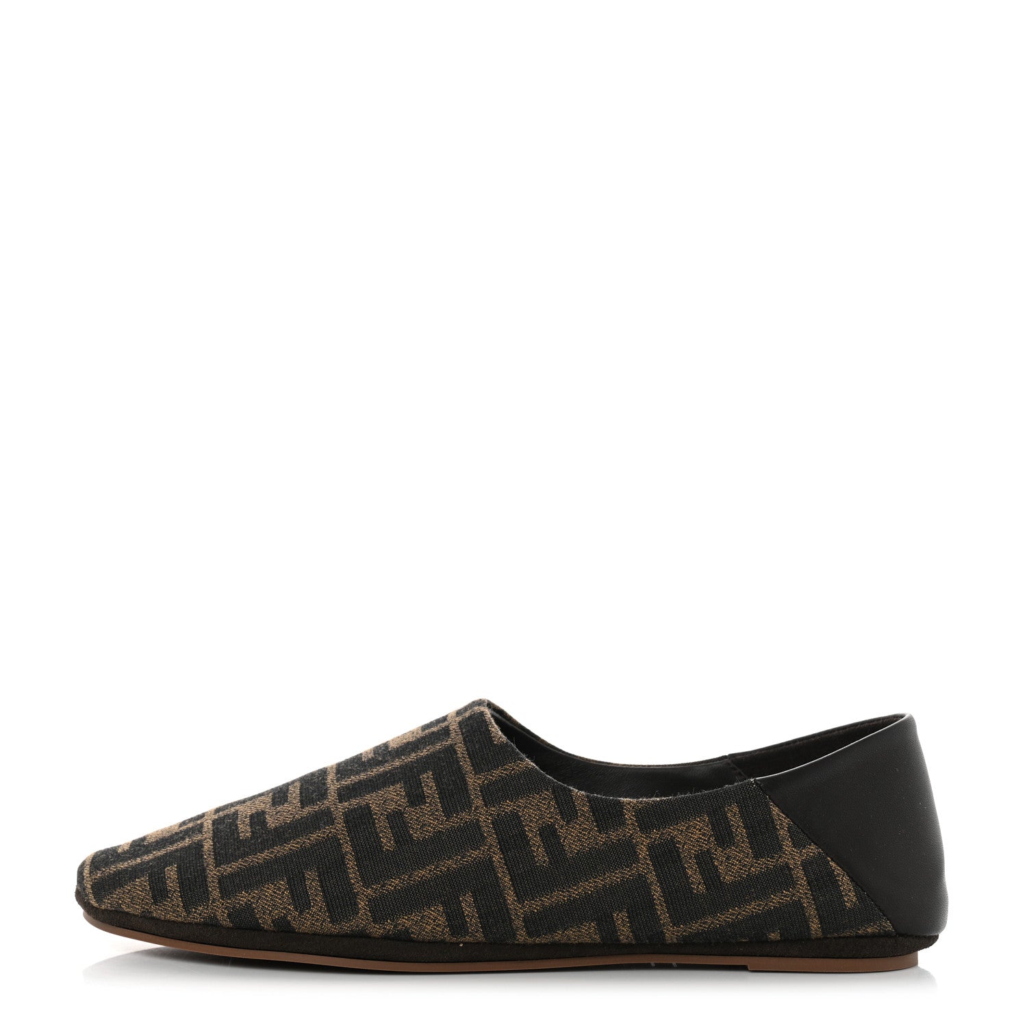 Fendi Fabric Jacquard Nappa FF Slippers 39 Tobacco Moro Black 1 of 8