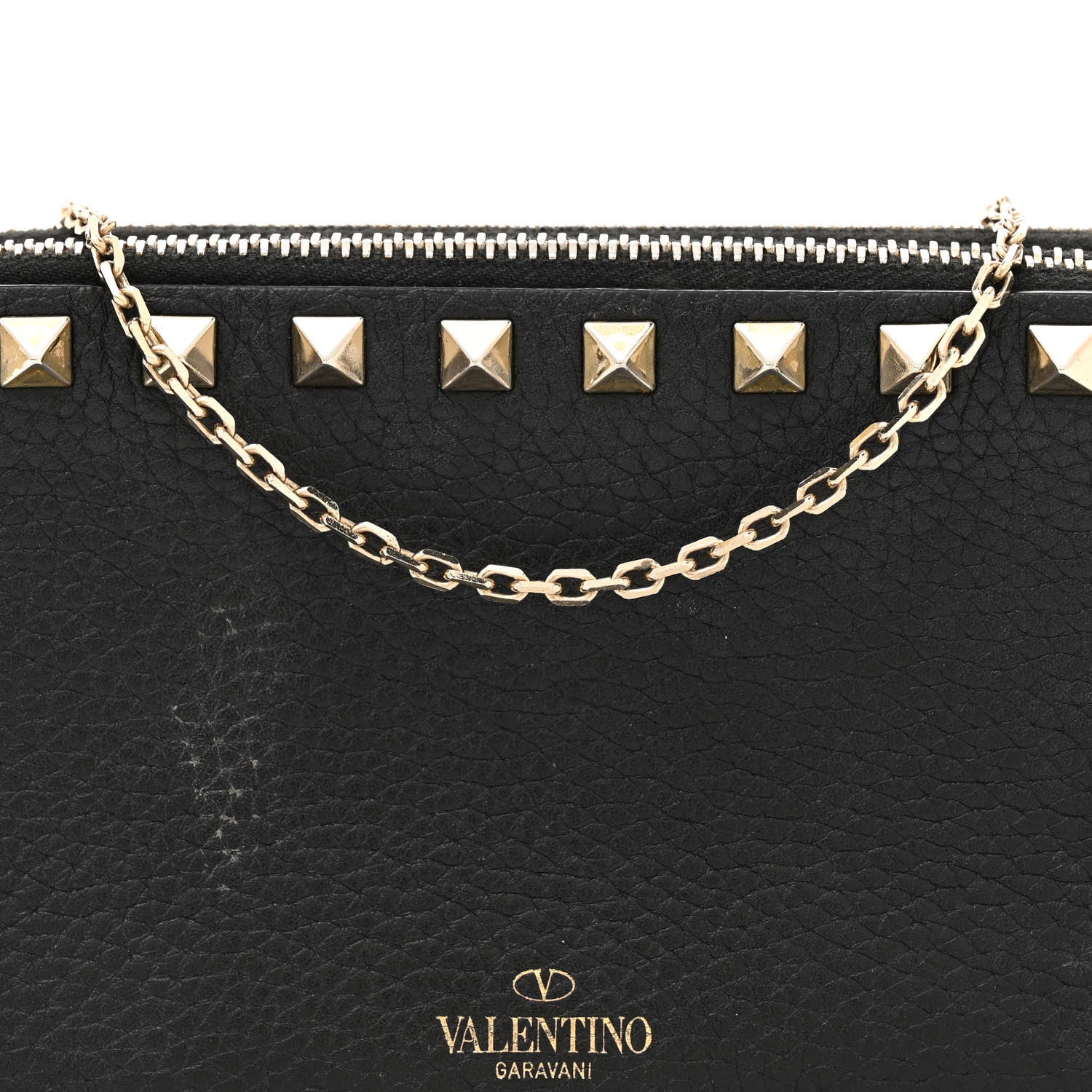 Valentino Garavani Pebbled Calfskin Rockstud Small Chain Shoulder Bag Black 7 of 11