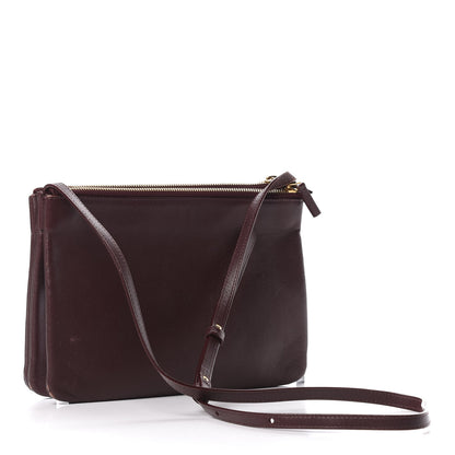 Celine Lambskin Large Trio Crossbody Bag Burgundy 3 of 10