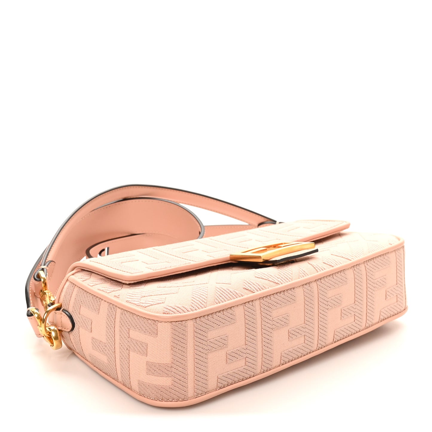 Canvas Vitello King Extra Strap FF Embroidered Baguette Baby Pink