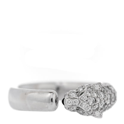 Cartier 18K White Gold Diamond Black Onyx Emerald Panthere De Cartier Half Paved Ring 52 6 3 of 6