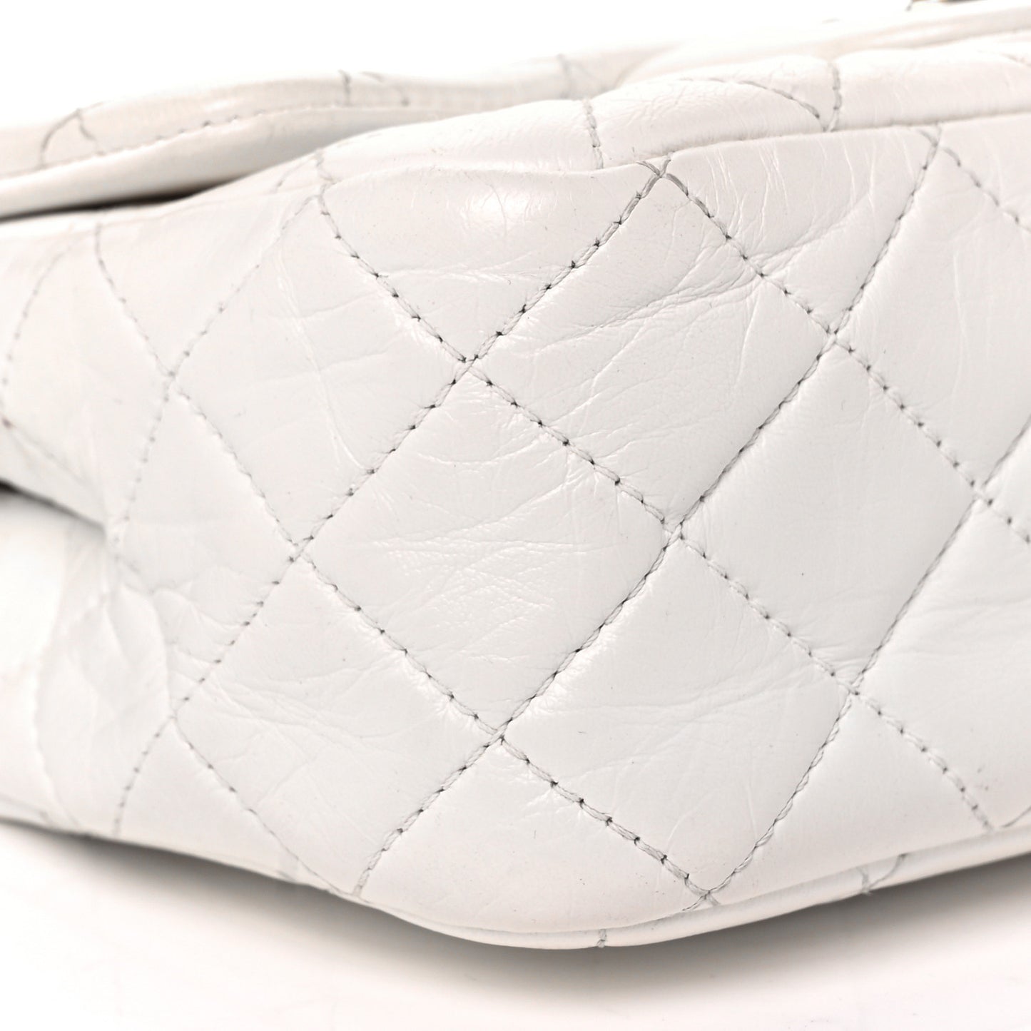 Lambskin Quilted Mini Pearl Crush Flap White