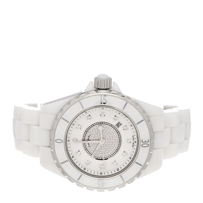 Chanel Stainless Steel Ceramic Diamond Dial 33mm J12 Quartz Watch White 2 of 5