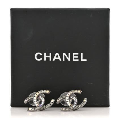 Chanel Crystal Baguette CC Earrings Silver 5 of 5