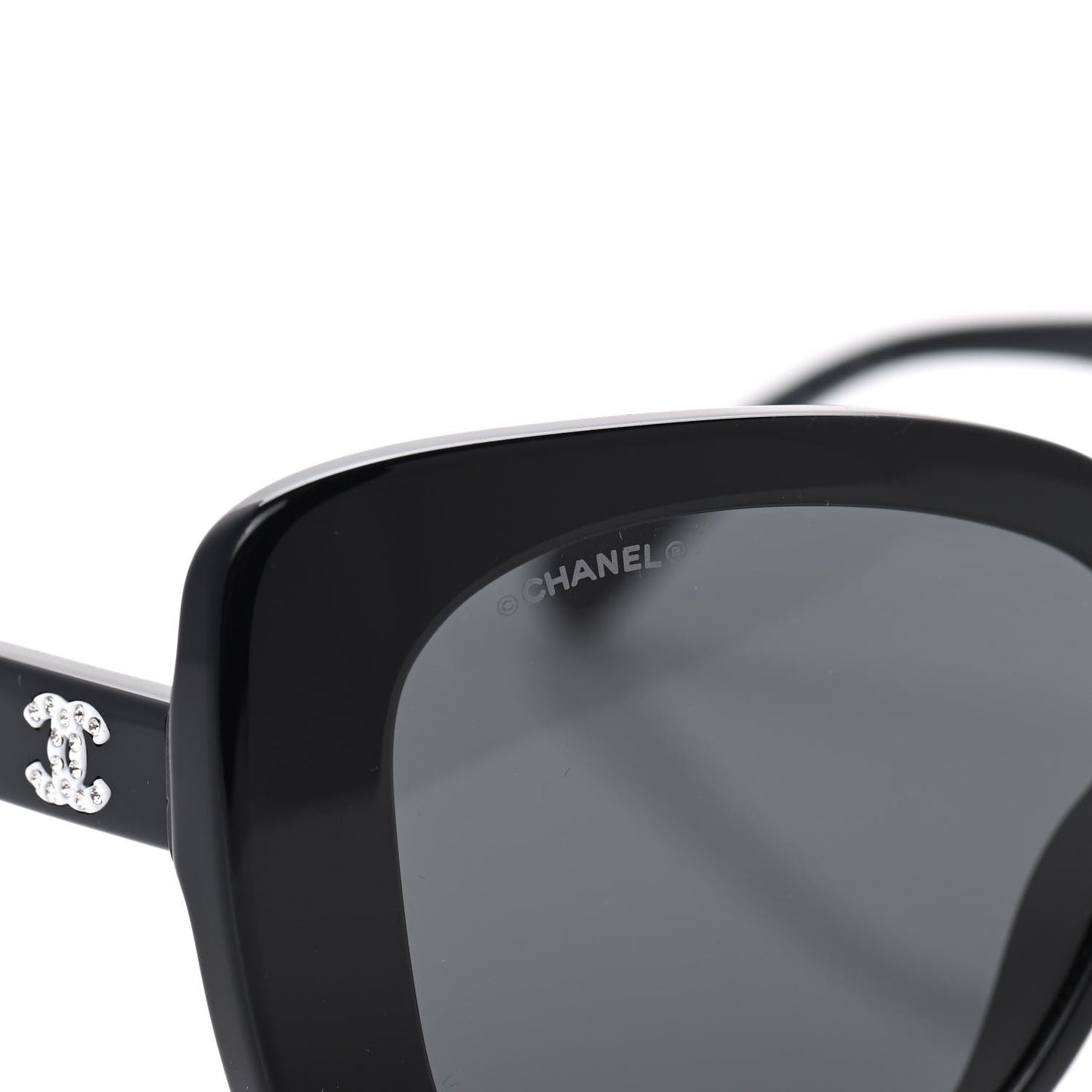 Acetate Strass Square Sunglasses 5422-B Black White