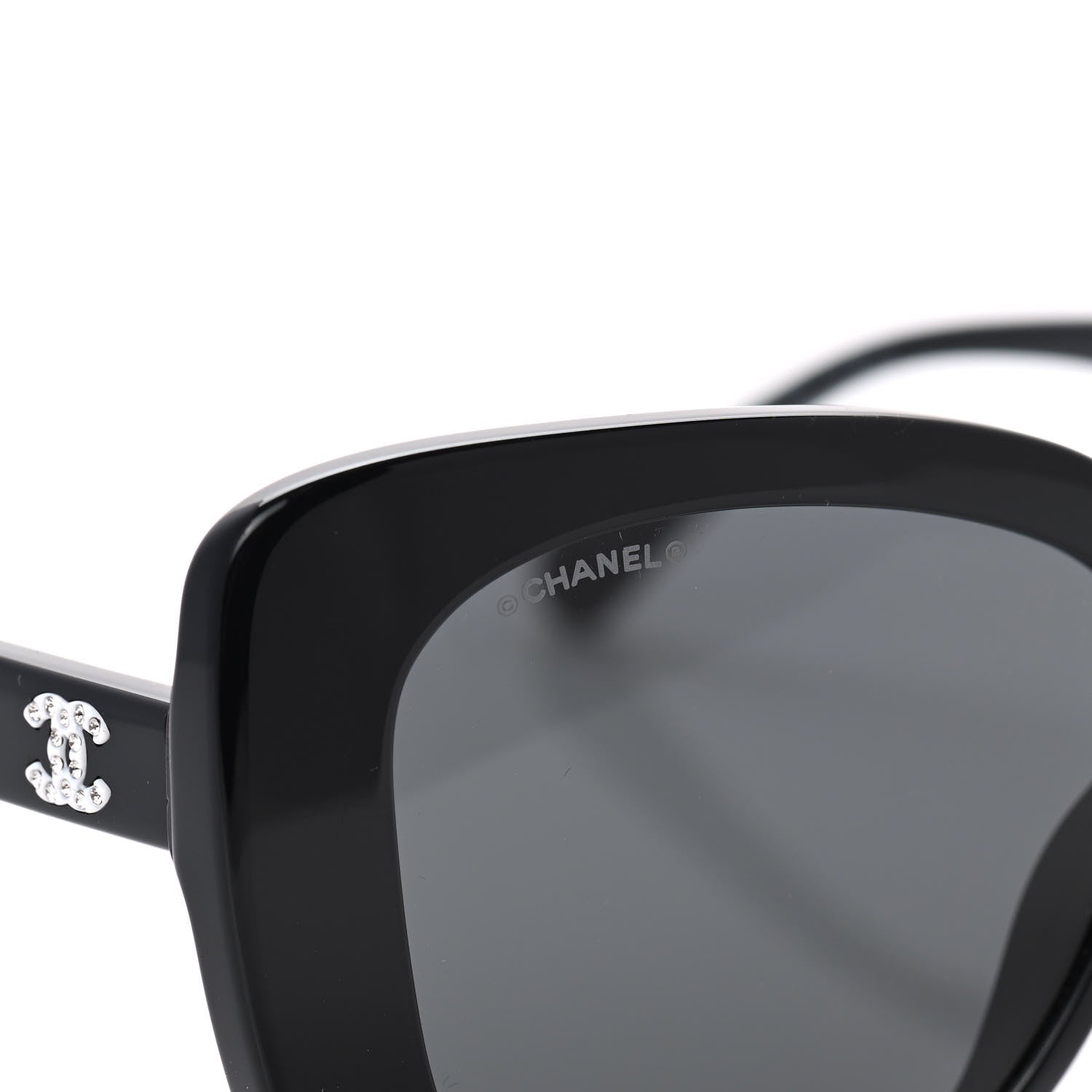 Chanel Acetate Strass Square Sunglasses 5422-B Black White 7 of 9