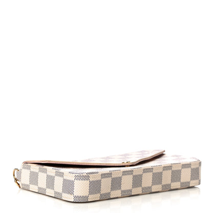 Louis Vuitton Damier Azur Pochette Felicie Chain Wallet Rose Ballerine 9 of 39