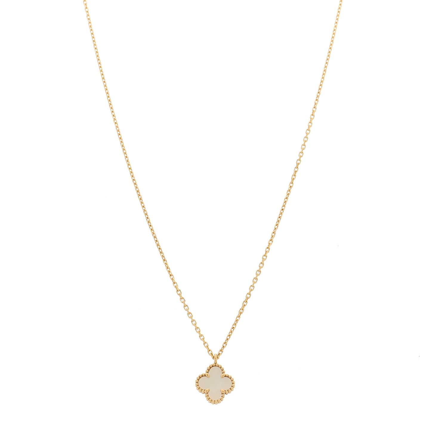 18K Yellow Gold Mother of Pearl Sweet Alhambra Pendant Necklace
